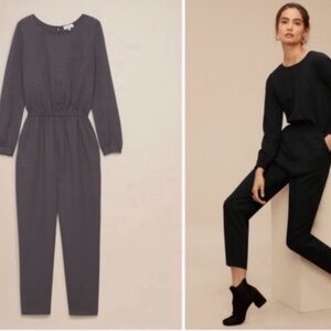 Wilfred Dessin Charcoal Gray Jumpsuit Long Sleeve Japanese Fabric Boat Neck S